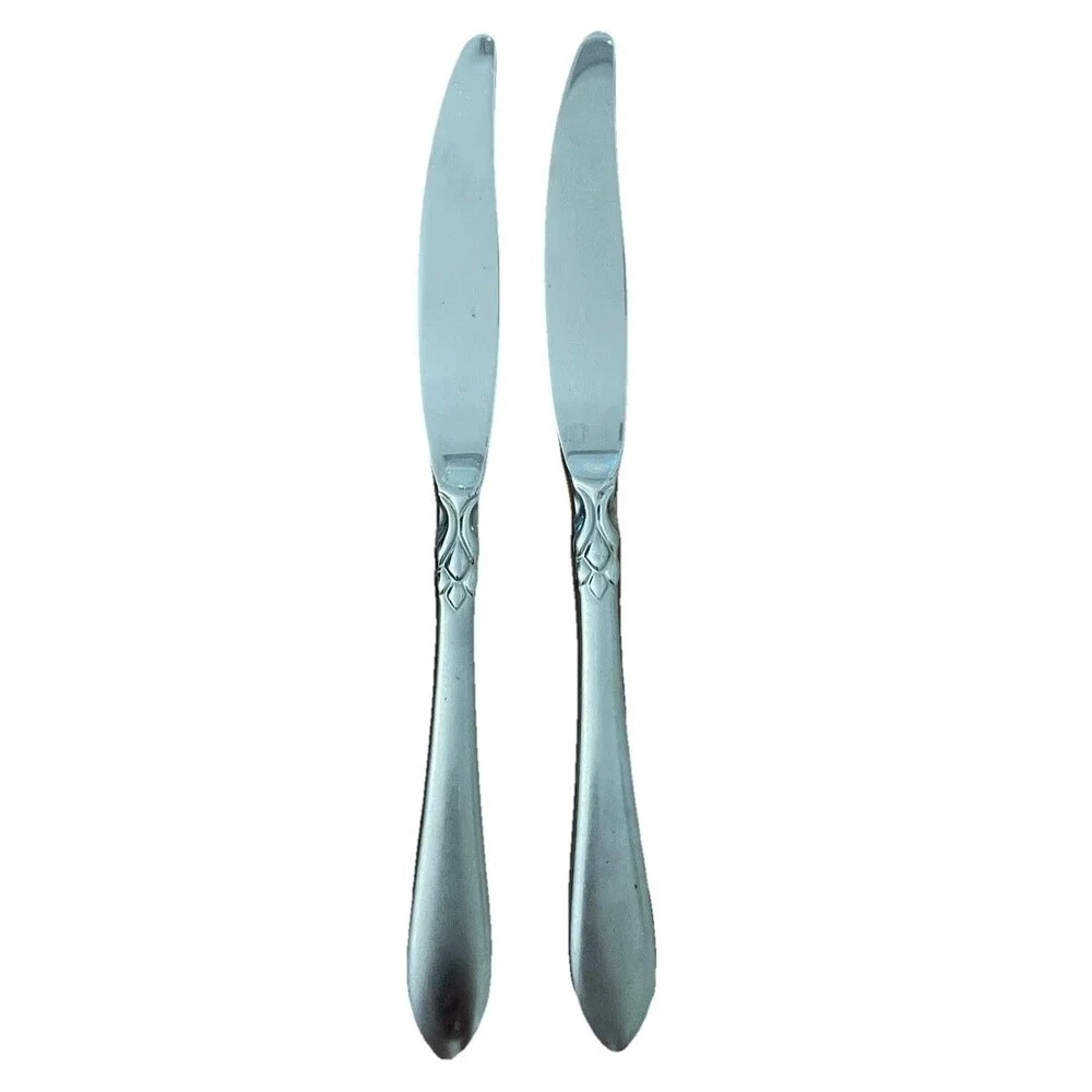 Oneida Jacqueline Frosted Stainless Dinner Knife 9 5/8 in Discontinued Set of 2
